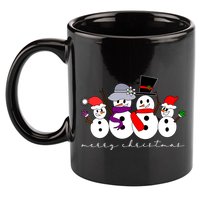 Merry Christmas Snowman Family And Friends 11oz C Handle Ceramic Mug