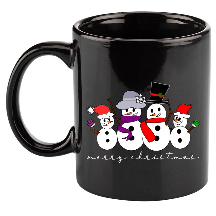 Merry Christmas Snowman Family And Friends 11oz C Handle Ceramic Mug