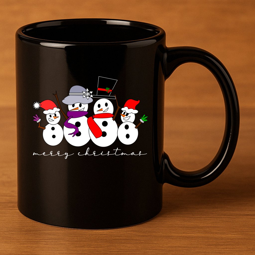 Merry Christmas Snowman Family And Friends 11oz C Handle Ceramic Mug