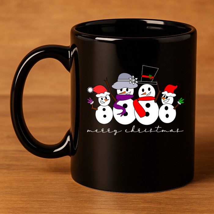 Merry Christmas Snowman Family And Friends 11oz C Handle Ceramic Mug