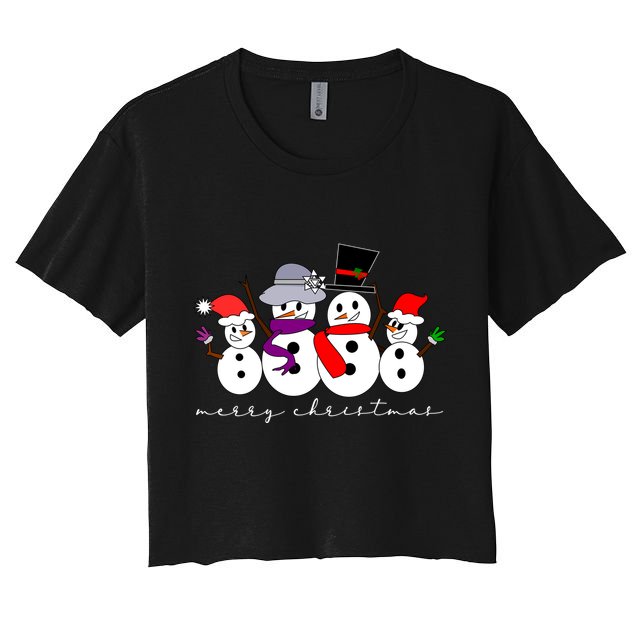 Merry Christmas Snowman Family And Friends Crop Top