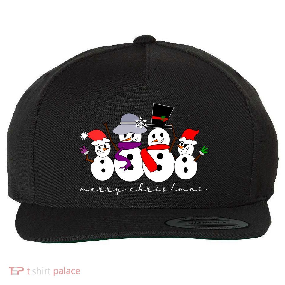 Merry Christmas Snowman Family And Friends Wool Snapback Cap