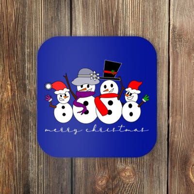 Merry Christmas Snowman Family And Friends Coaster