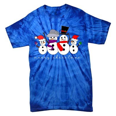 Merry Christmas Snowman Family And Friends Tie-Dye T-Shirt