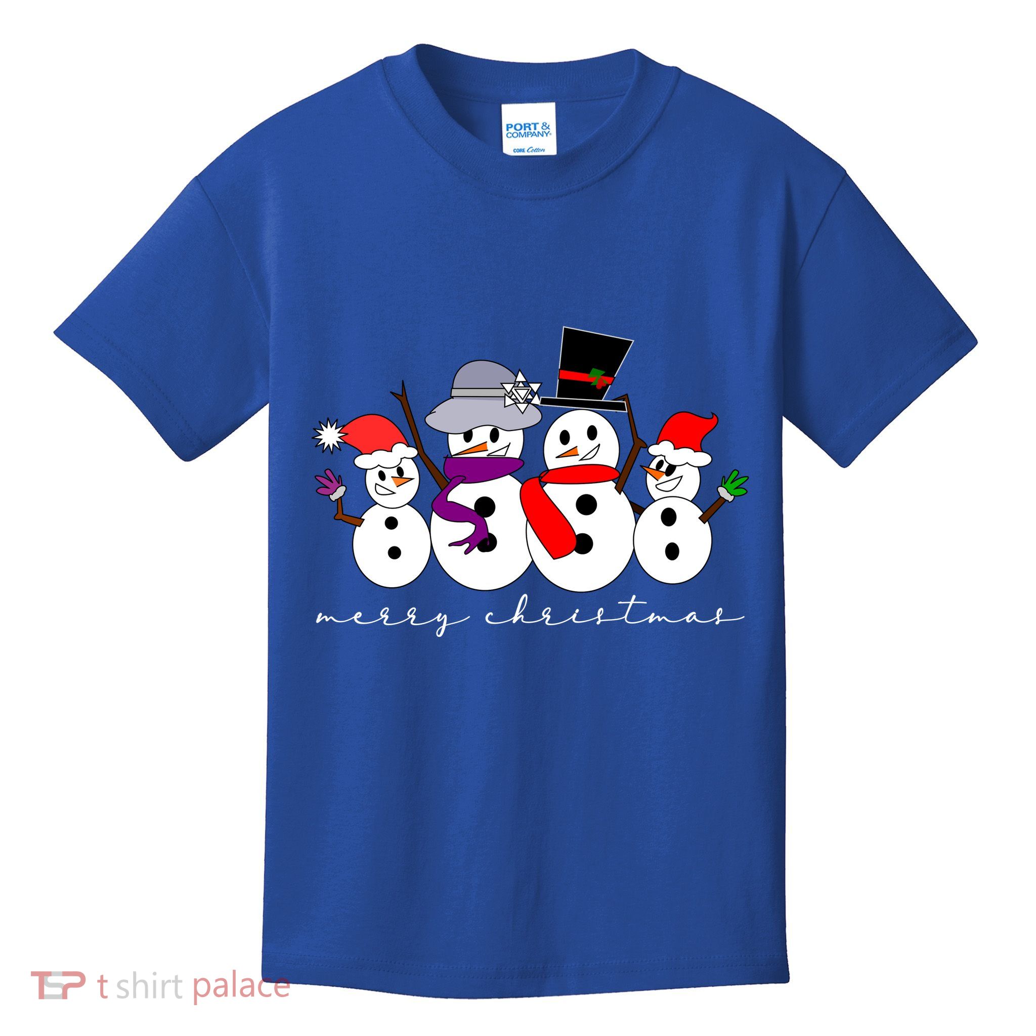 Merry Christmas Snowman Family And Friends Kids T-Shirt