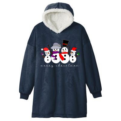 Merry Christmas Snowman Family And Friends Hooded Wearable Blanket