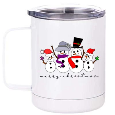 Merry Christmas Snowman Family And Friends 12 oz Stainless Steel Tumbler Cup