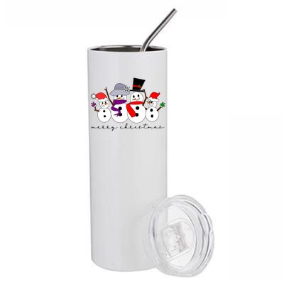 Merry Christmas Snowman Family And Friends Stainless Steel Tumbler