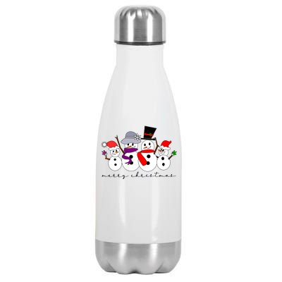 Merry Christmas Snowman Family And Friends Stainless Steel Insulated Water Bottle