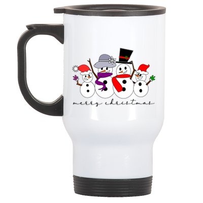 Merry Christmas Snowman Family And Friends Stainless Steel Travel Mug