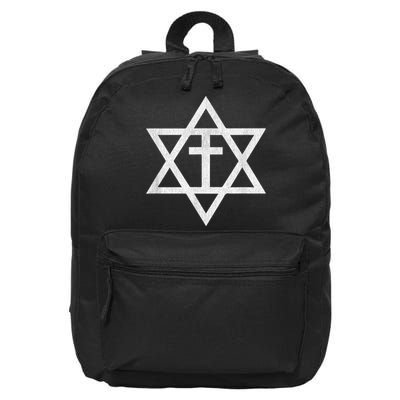 Messianic Cross Star Of David 16 in Basic Backpack