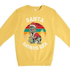 Merry Christmas Santa Saurus T Rex Dinosaurs Pun Tree Rex Cool Gift Premium Crewneck Sweatshirt