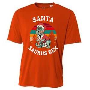 Merry Christmas Santa Saurus T Rex Dinosaurs Pun Tree Rex Cool Gift Cooling Performance Crew T-Shirt