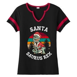 Merry Christmas Santa Saurus T Rex Dinosaurs Pun Tree Rex Cool Gift Ladies Halftime Notch Neck Tee