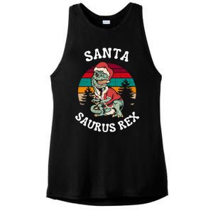 Merry Christmas Santa Saurus T Rex Dinosaurs Pun Tree Rex Cool Gift Ladies PosiCharge Tri-Blend Wicking Tank