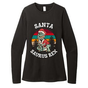 Merry Christmas Santa Saurus T Rex Dinosaurs Pun Tree Rex Cool Gift Womens CVC Long Sleeve Shirt