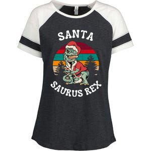 Merry Christmas Santa Saurus T Rex Dinosaurs Pun Tree Rex Cool Gift Enza Ladies Jersey Colorblock Tee