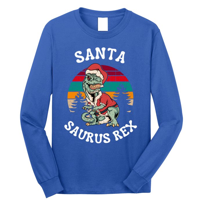 Merry Christmas Santa Saurus T Rex Dinosaurs Pun Tree Rex Cool Gift Long Sleeve Shirt