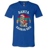 Merry Christmas Santa Saurus T Rex Dinosaurs Pun Tree Rex Cool Gift V-Neck T-Shirt