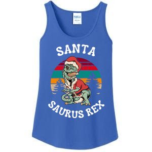 Merry Christmas Santa Saurus T Rex Dinosaurs Pun Tree Rex Cool Gift Ladies Essential Tank