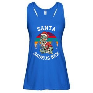 Merry Christmas Santa Saurus T Rex Dinosaurs Pun Tree Rex Cool Gift Ladies Essential Flowy Tank