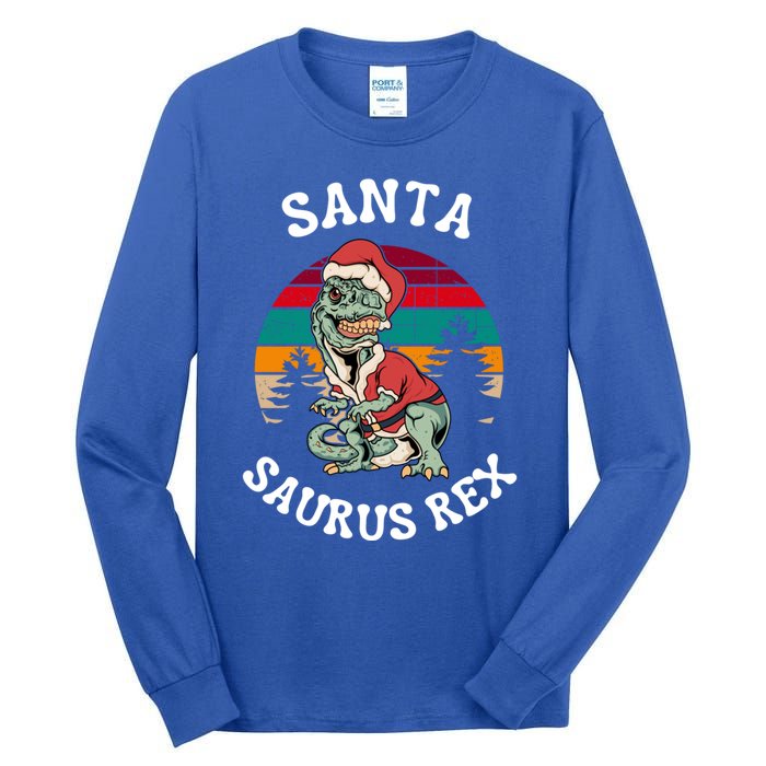 Merry Christmas Santa Saurus T Rex Dinosaurs Pun Tree Rex Cool Gift Tall Long Sleeve T-Shirt