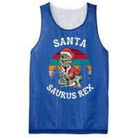 Merry Christmas Santa Saurus T Rex Dinosaurs Pun Tree Rex Cool Gift Mesh Reversible Basketball Jersey Tank