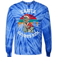 Merry Christmas Santa Saurus T Rex Dinosaurs Pun Tree Rex Cool Gift Tie-Dye Long Sleeve Shirt