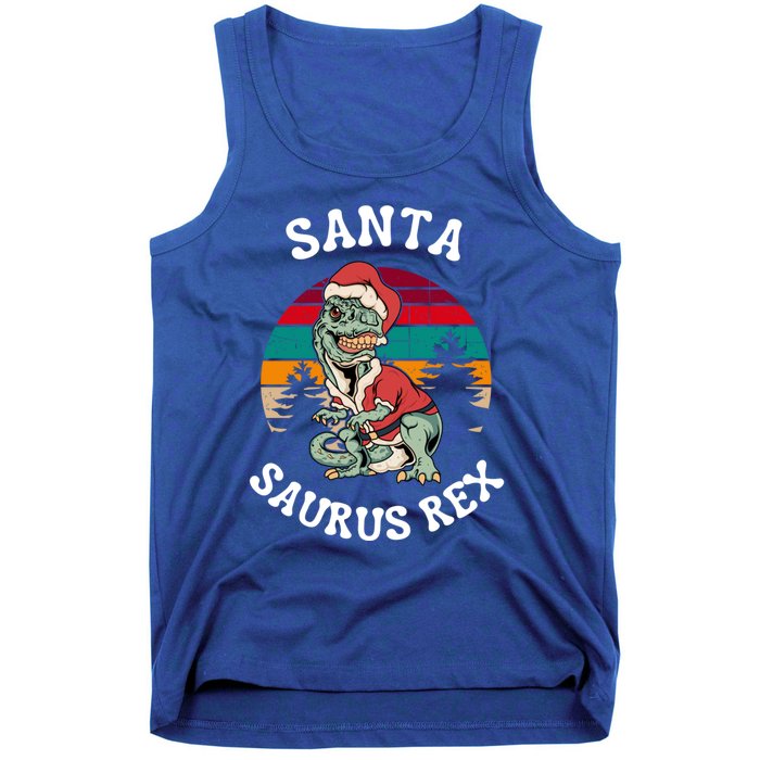 Merry Christmas Santa Saurus T Rex Dinosaurs Pun Tree Rex Cool Gift Tank Top