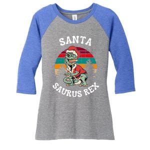 Merry Christmas Santa Saurus T Rex Dinosaurs Pun Tree Rex Cool Gift Women's Tri-Blend 3/4-Sleeve Raglan Shirt