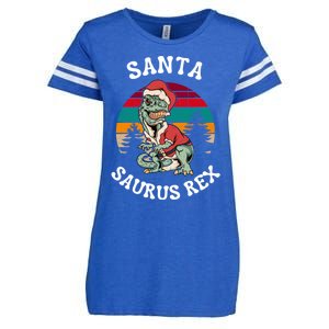 Merry Christmas Santa Saurus T Rex Dinosaurs Pun Tree Rex Cool Gift Enza Ladies Jersey Football T-Shirt