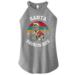 Merry Christmas Santa Saurus T Rex Dinosaurs Pun Tree Rex Cool Gift Women's Perfect Tri Rocker Tank