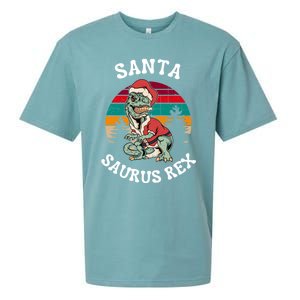 Merry Christmas Santa Saurus T Rex Dinosaurs Pun Tree Rex Cool Gift Sueded Cloud Jersey T-Shirt