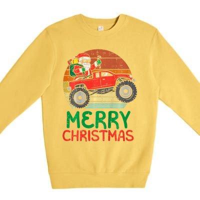 Merry Christmas Santa Monster Truck Xmas Pj Premium Crewneck Sweatshirt