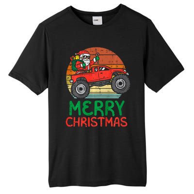 Merry Christmas Santa Monster Truck Xmas Pj Tall Fusion ChromaSoft Performance T-Shirt