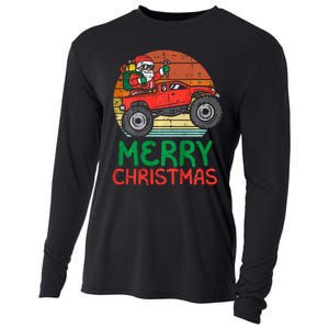 Merry Christmas Santa Monster Truck Xmas Pj Cooling Performance Long Sleeve Crew