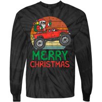 Merry Christmas Santa Monster Truck Xmas Pj Tie-Dye Long Sleeve Shirt