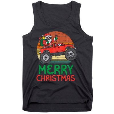 Merry Christmas Santa Monster Truck Xmas Pj Tank Top