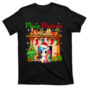 Merry Christmas Santa Unicorn Xmas Symbols Matching Family T-Shirt