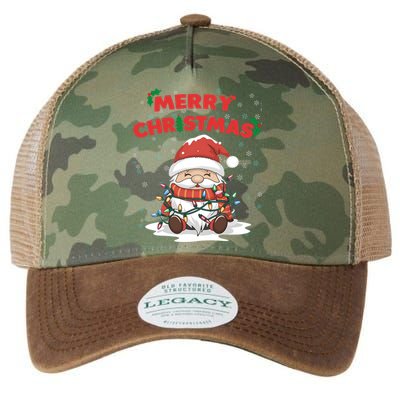 Merry Christmas Santa Gnome Wrapped In Lights Holiday Cheer Gift Legacy Tie Dye Trucker Hat