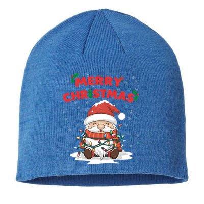 Merry Christmas Santa Gnome Wrapped In Lights Holiday Cheer Gift Sustainable Beanie