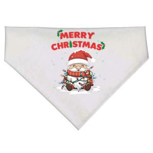 Merry Christmas Santa Gnome Wrapped In Lights Holiday Cheer Gift USA-Made Doggie Bandana