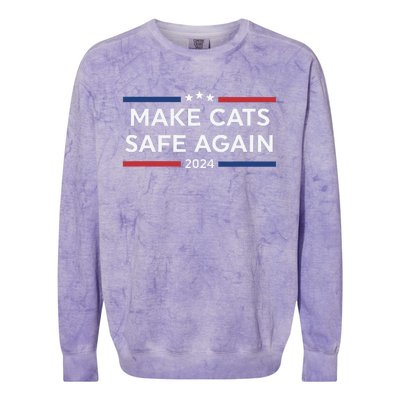 Make Cats Safe Again Funny 2024 Presidential Election Colorblast Crewneck Sweatshirt