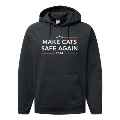 Make Cats Safe Again Funny 2024 Presidential Election Performance Fleece Hoodie