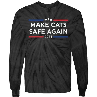 Make Cats Safe Again Funny 2024 Presidential Election Tie-Dye Long Sleeve Shirt