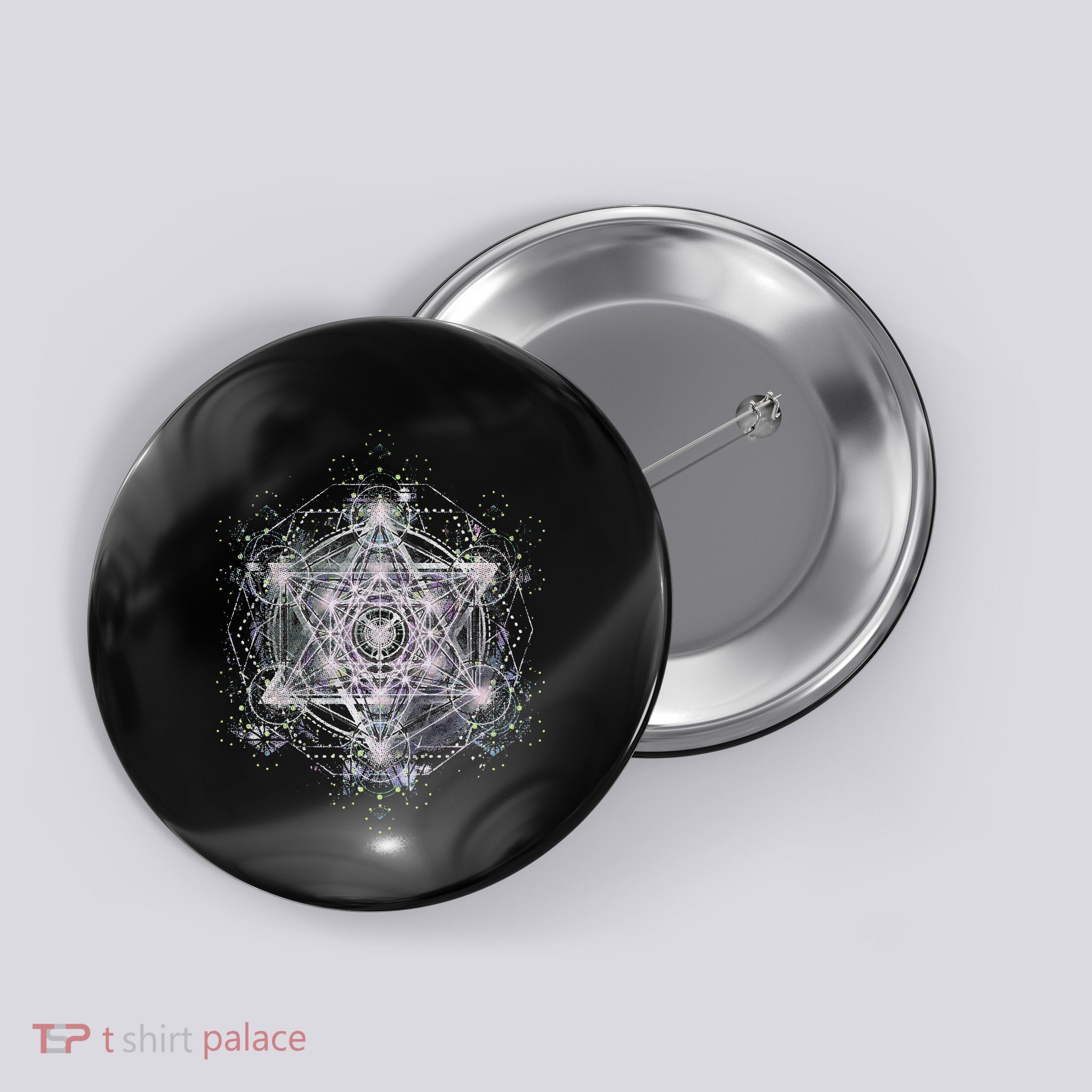 Metatron Cube Sacred Geometry Spiritual Yoga Button