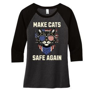 Make Cats Safe Again Women's Tri-Blend 3/4-Sleeve Raglan Shirt