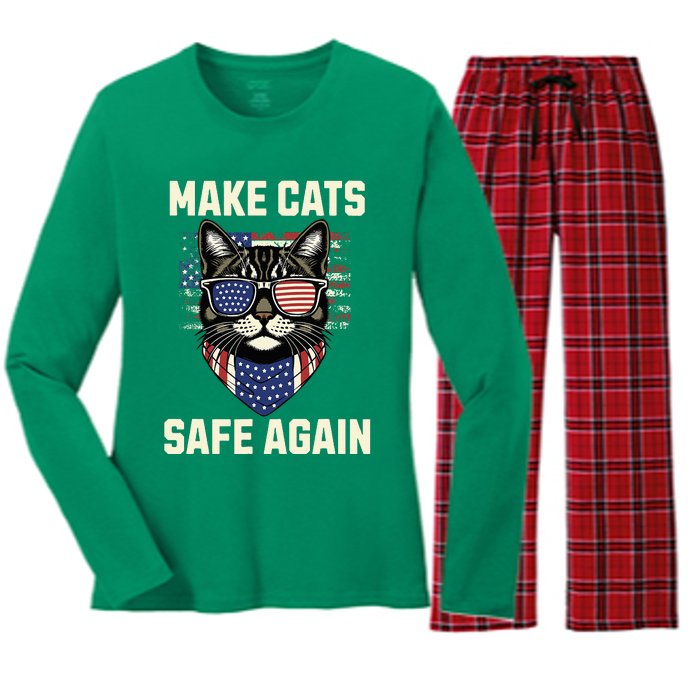 Make Cats Safe Again Women's Long Sleeve Flannel Pajama Set 