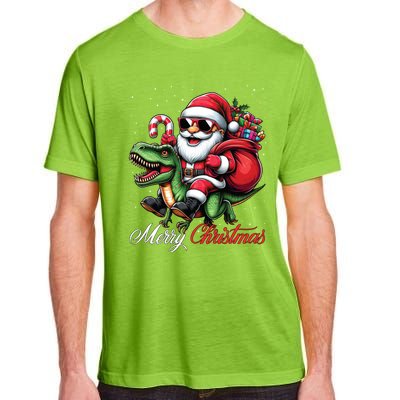 Merry Christmas Santa Claus Riding A T Rex Dinosaur Gift Adult ChromaSoft Performance T-Shirt