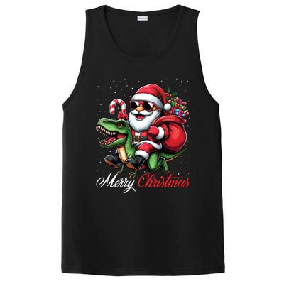 Merry Christmas Santa Claus Riding A T Rex Dinosaur Gift PosiCharge Competitor Tank